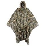 Outdoor Camouflage Ghillie Poncho 3D Leaves Hunting Cape Camouflage Cloak Stealth Ghillie Suit for Bird Watch Military CS Woodland