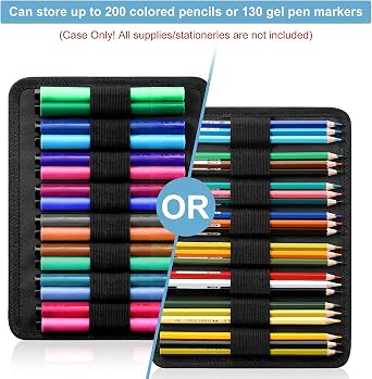 FINPAC Pencil Case, Large Multi-Layer Watercolor Pencil Case with Zipper Front Pocket, Organizer for 200 Colored Pencils/130 Gel Pens/Markers for Artists, Painters, Planners