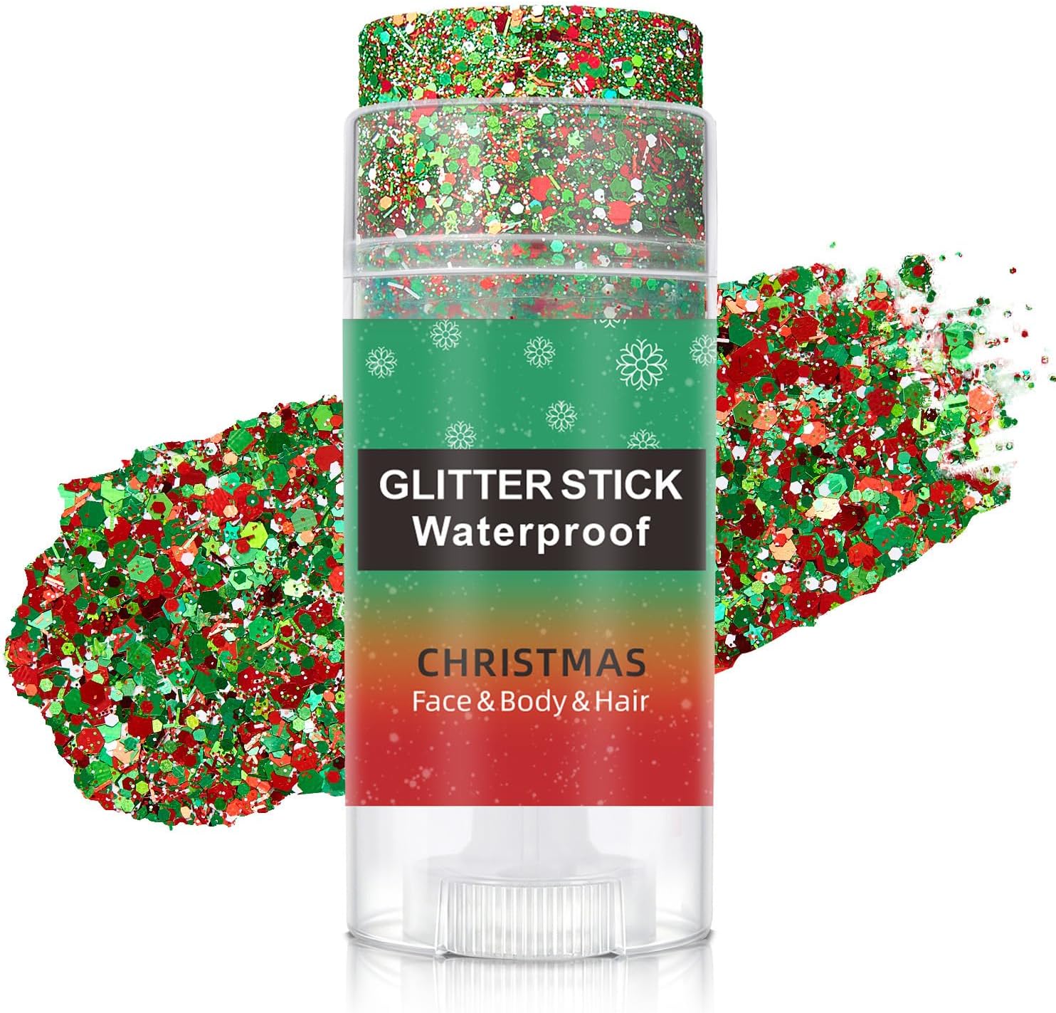 Christmas Green & Red Face Hair Body Glitter Stick for Kids Glirs Women