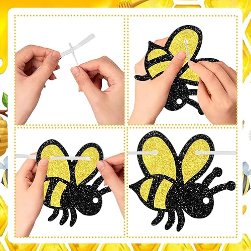 Miniatura 6 de Sursurprise Decoraciones de despedida de soltera de abejas, pancarta con texto en inglés "She Found Her Hone", guirnalda de anillos de diamantes