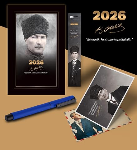 2026 Komutan Atatürk Ajandası Ayraç Kartpostal Kalem - Lacivert