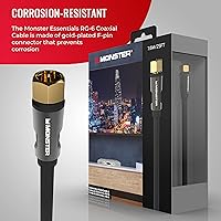 Vista 2 de Monster Essentials - Cable coaxial RG-6 con conector de cable coaxial F-Pin chapado en oro, cable de Internet de alta velocidad con cubierta