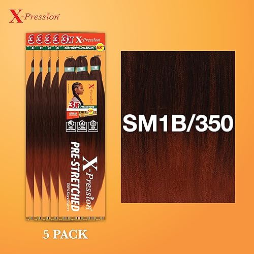 Vista 108 de Sensationnel X-Pression - Trenza sintética – Preestirada, 3 piezas de 58 pulgadas (350)