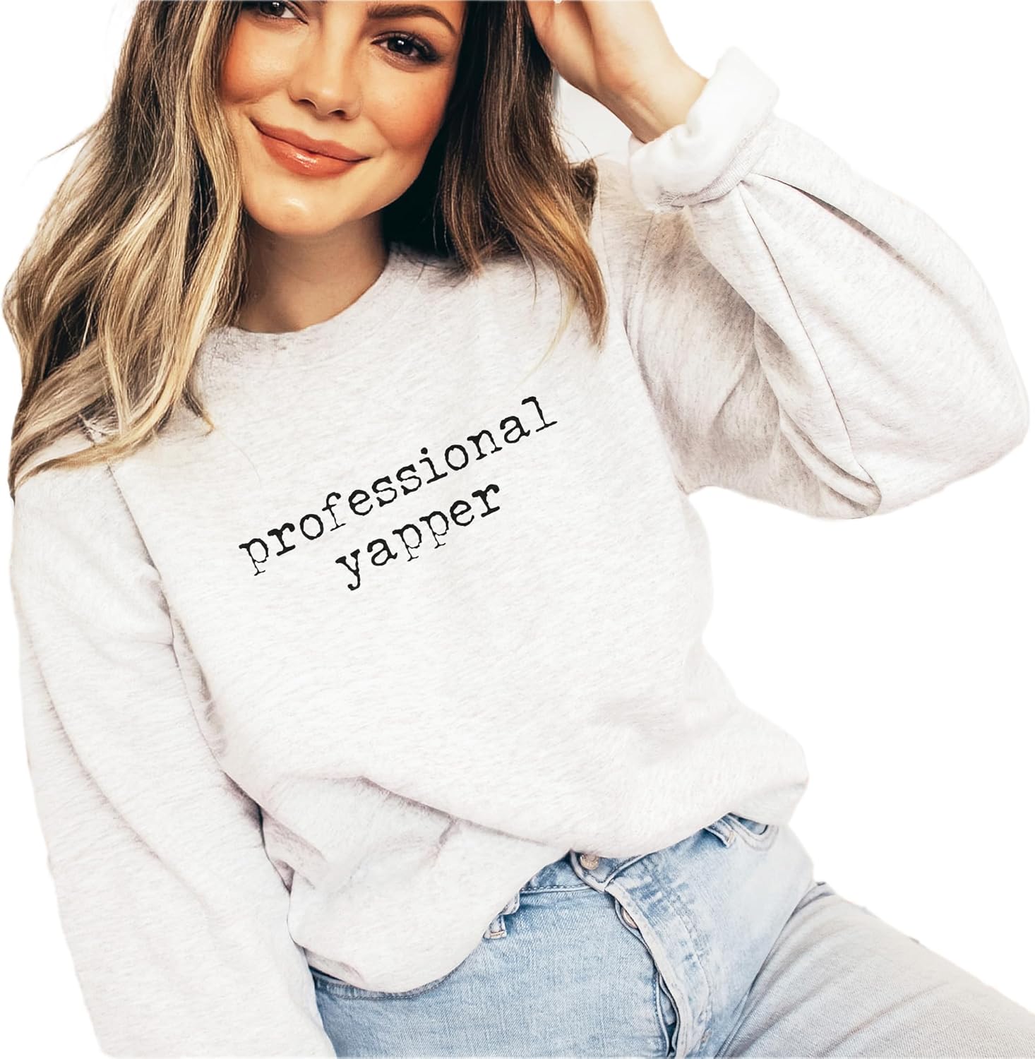 Professional Yapper Sweatshirt - Funny Trendy Meme Shirt - Sarcastic Extrovert Pullover - Unisex Graphic Crewneck Sweatshirt Ash Grey