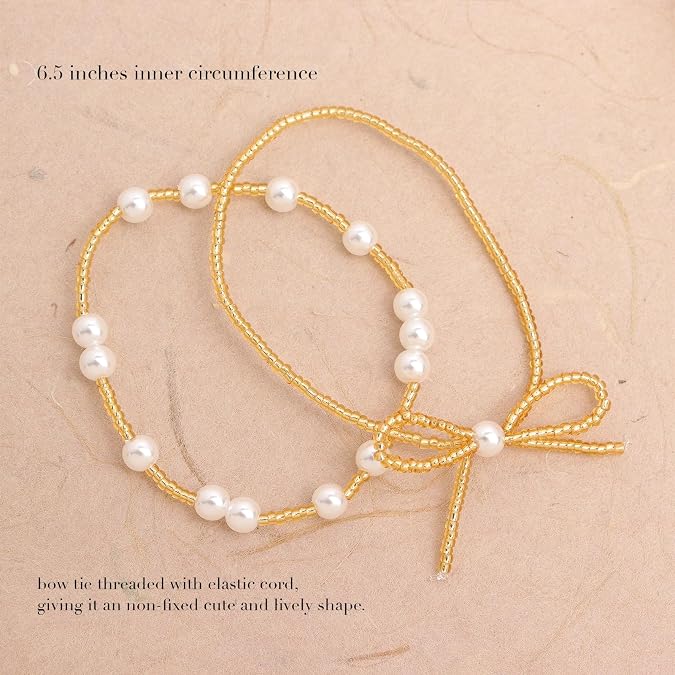 Valentines Day Gold Beaded Initial Friendship Stretch Bracelets for Women Trendy Boho White Cross Heart Letter Name Stackable Beads