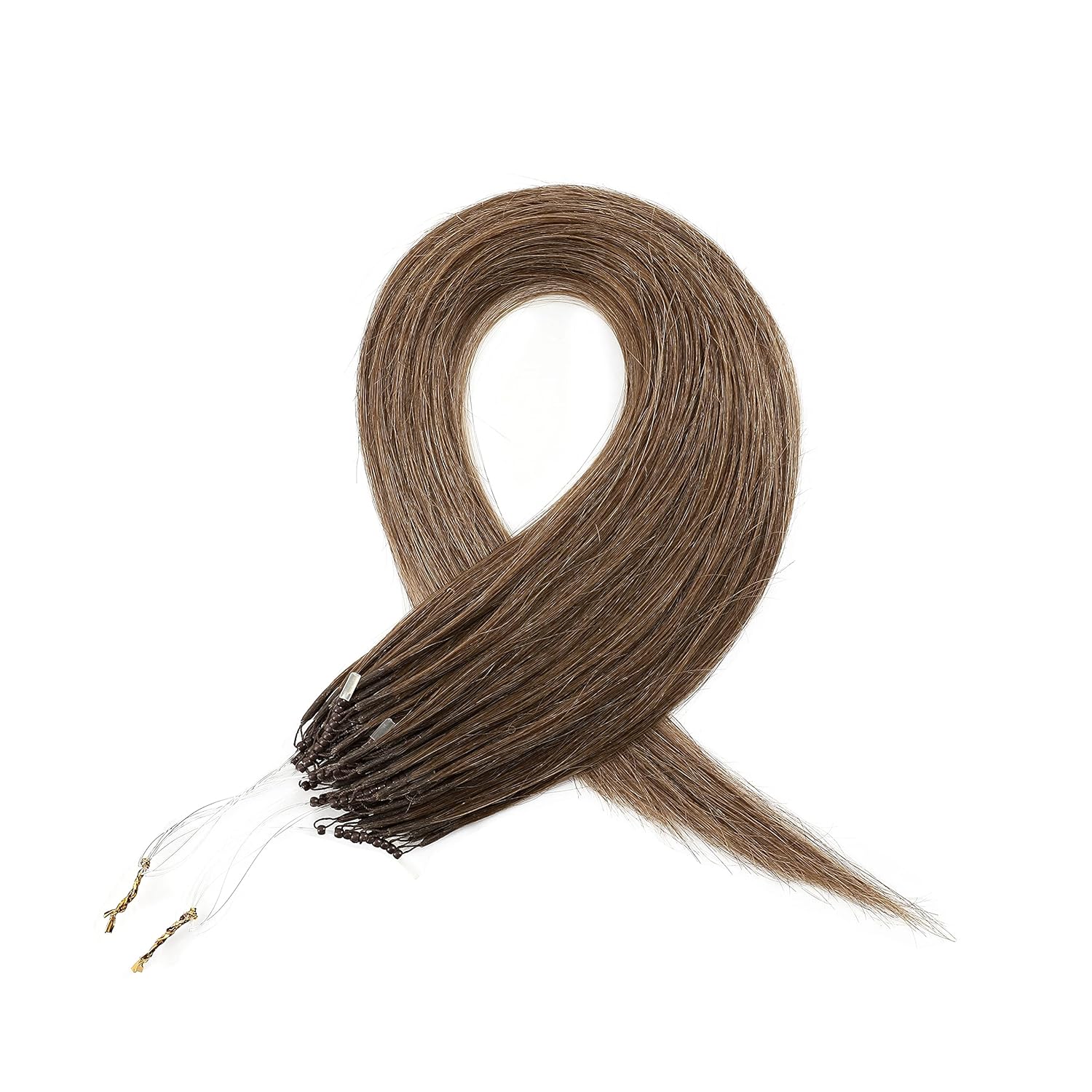 Hairro Microlink Hair Extensions 100% Real Human Hair 16 Inch 50 Strands 50g 8D Micro Beads in Hairpieces #6 Light Brown I Tip Loop with Nano Ring