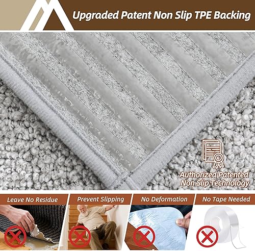 Vista 77 de COSY HOMEER - Alfombra antideslizante de 28 x 9 pulgadas, uso interior en peldaños de madera, alfombras para niños y perros, 100 % poliéster, base