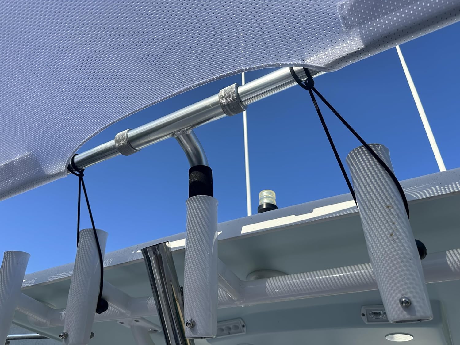 6.5 x5.5 White SS100 Single Rod Holder Stern Boat Center Console Sun Shade