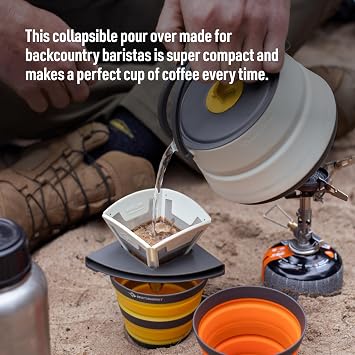 Sea to Summit Frontier UL Collapsible Pour Over Camping Coffee Brewer | BPA-free collapsible pour-over coffee brewer with fine stainless steel mesh folds flat for easy-clean camp brewing