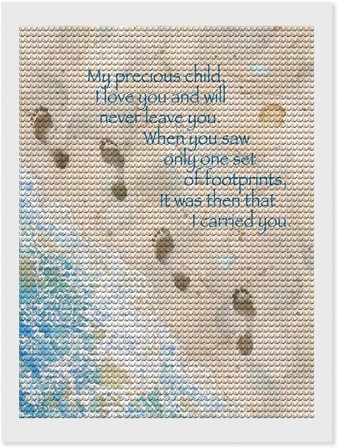 JITUIHOM Footprints in The Sand with Quote Diamond Painting Kit，Resin Diamond Canvas Art with Pen Tray Clay for Home Decor and Gifts 12"x16"