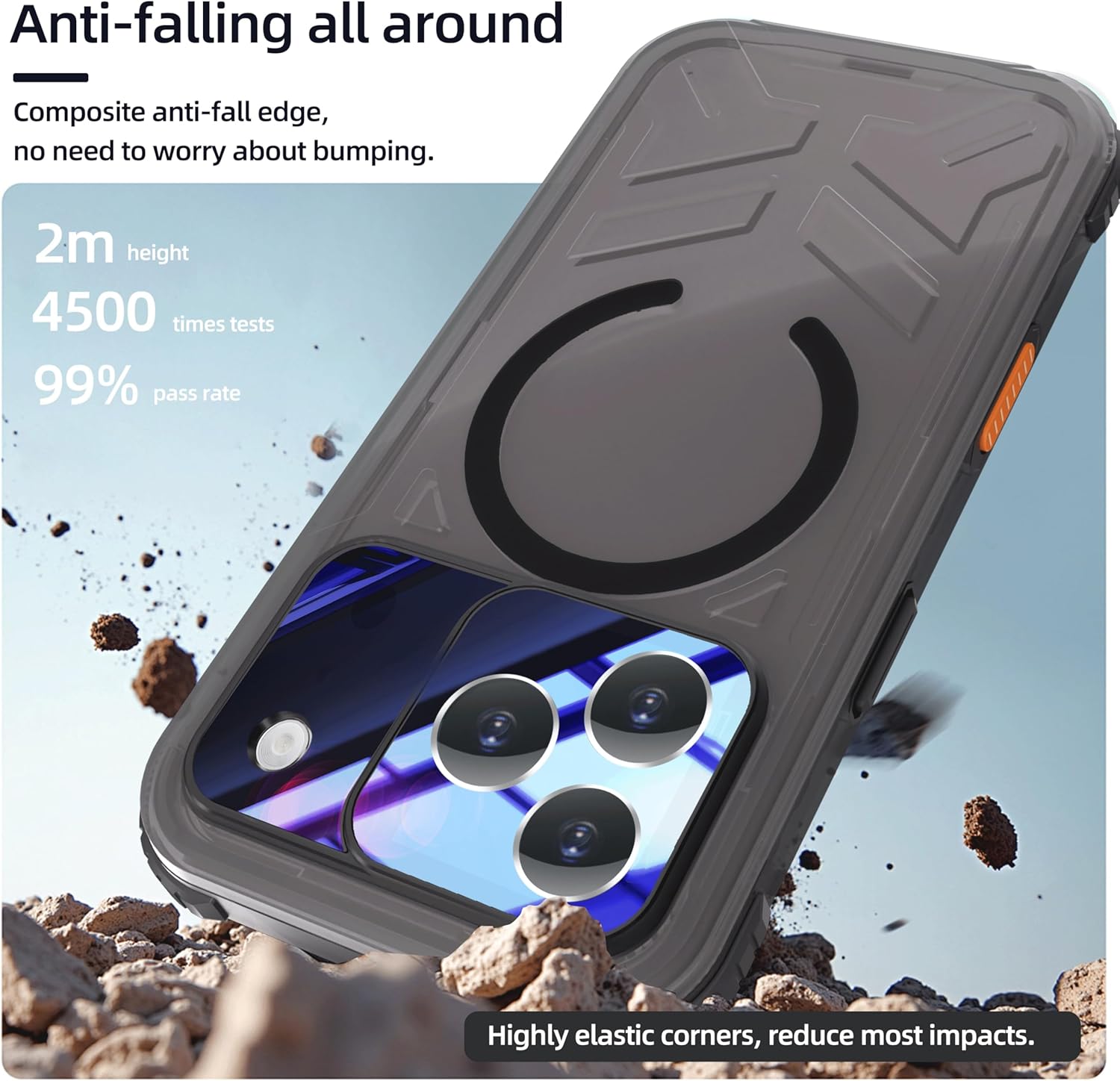 for iPhone 17 Pro 6.3 Inch Waterproof Case - Dustproof Heavy Duty Full Body with Built-in Screen Protector, Underwater Protective Phone Cover Swimming Snorkeling, Black- Matte Clear
