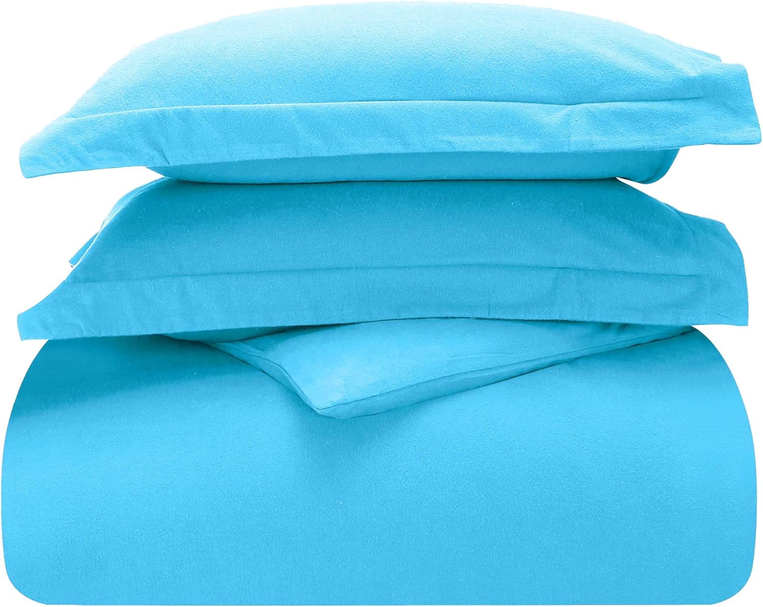 Superior Cotton Flannel Duvet Cover Set, Brushed Cotton Bedding, Cozy Comfort, Soft, 3-Piece Set Includes 1 Duvet Cover with Button Closure, 2 Pillow Shams, Solid Design, Full/Queen, Blue