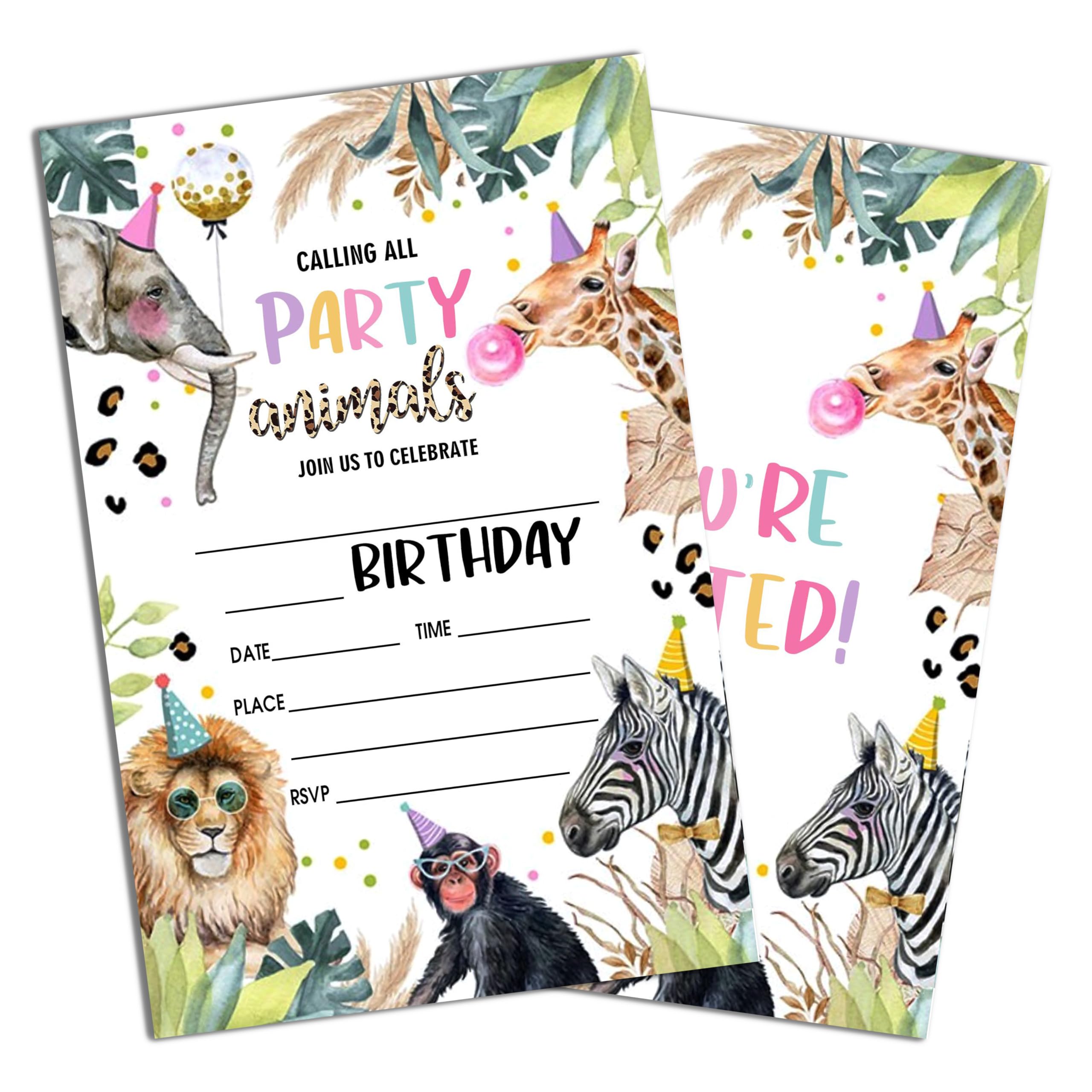 Calling All Party Animals Safari Style Fill-In Birthday Invites(4