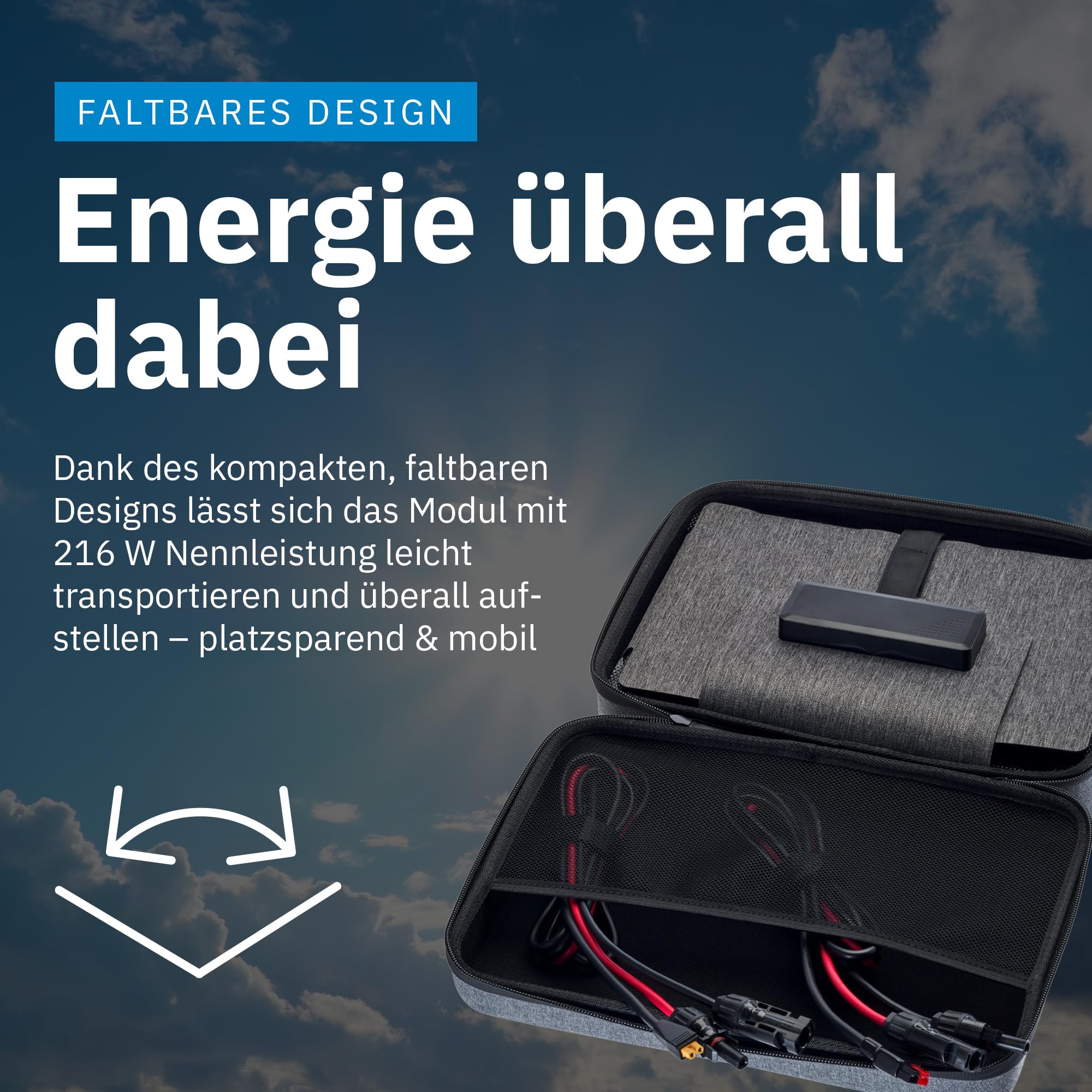 ECTIVE - Solarpanel faltbar MSP 216 SunGrid – Klappbares Solarmodul 216W mit USB-A & -C Anschlüssen - Tragbare Solartasche mit Kabel für BlackBox/AccuBox – Für Camping, Wohnmobil, Outdoor & Festival
