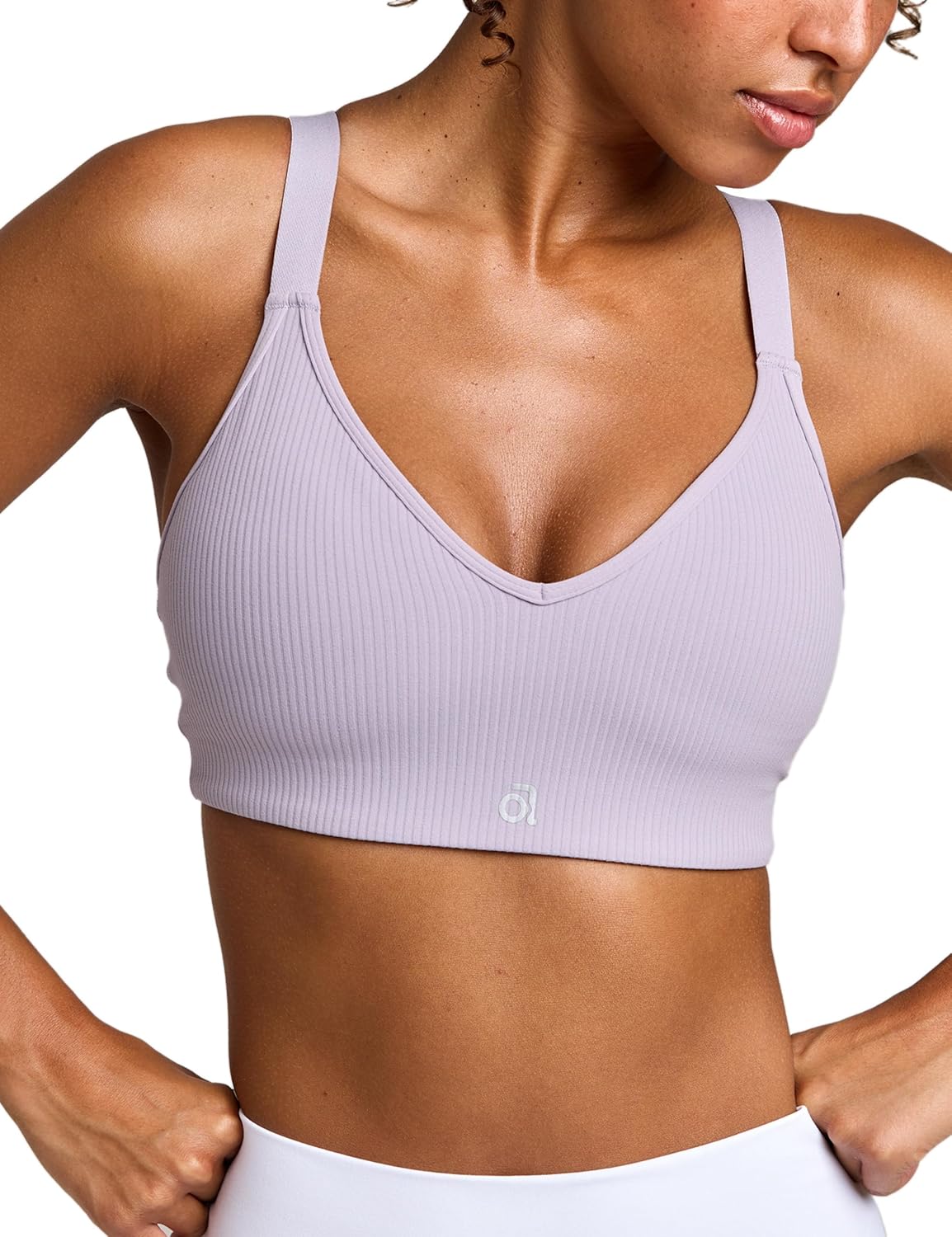 Women's Ribbed Sports Bra V Neck Padded Yoga Tank Adjustable Straps Cross Back Crop Tops