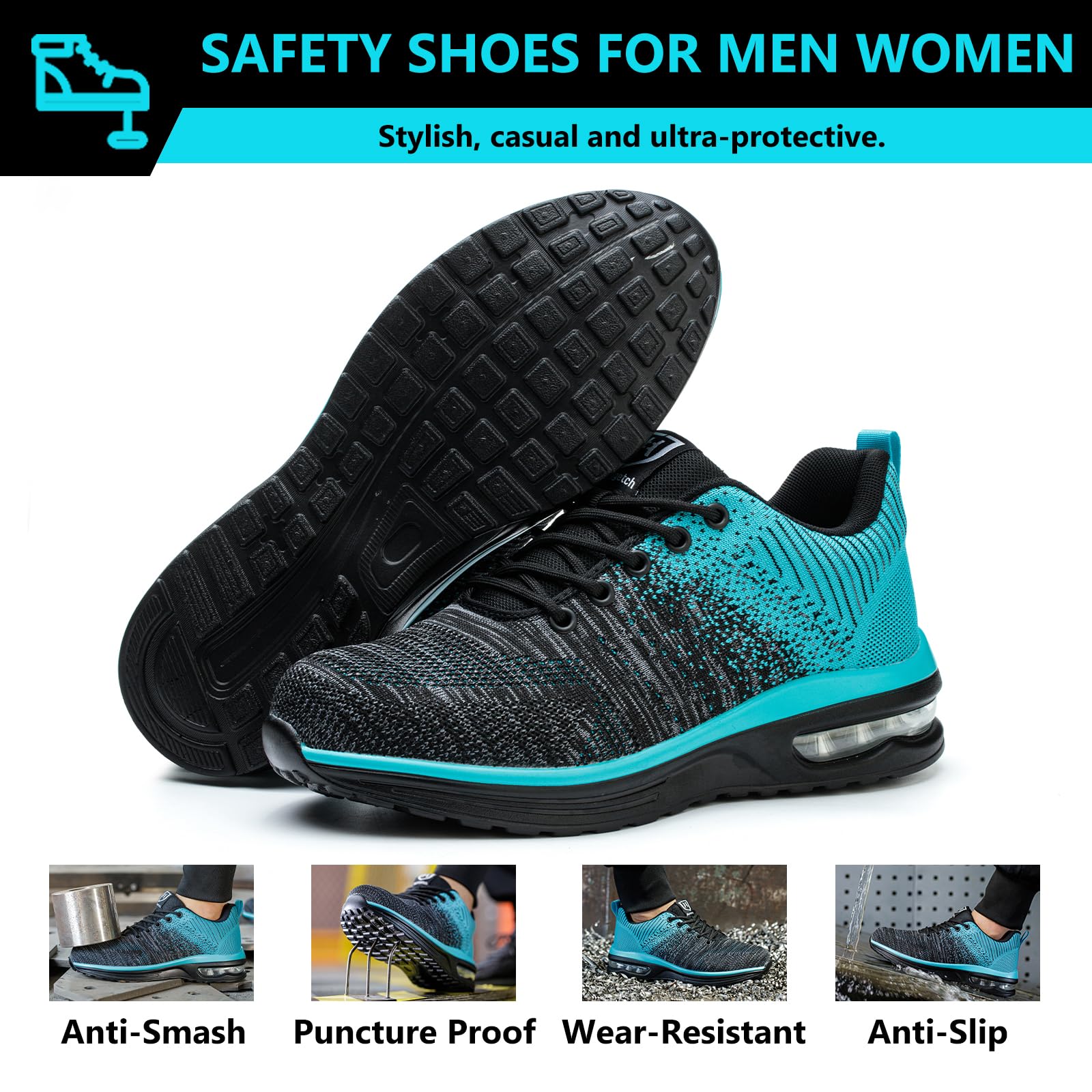 Baofular Scarpe Antinfortunistiche Uomo Donna Leggere Scarpe da Lavoro Comode Scarpe Sicurezza Antiscivolo Traspiranti