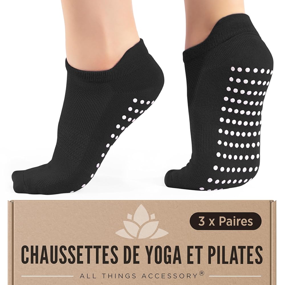 QHFlashbuy Chaussettes De Football Pour Homme,3 Paires Haussette Antidérapante Foot,Chaussette De Sport Antidérapante Pour Football Basket Yoga Trekking(39-46