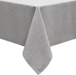 Smiry Leinenoptik Tischdecke Abwaschbar Lotuseffekt Eckig 140 x 240 cm Tischtuch Leinendecke Wasserabweisend Tafeldecke Tischwäsche Fleckschutz, Hellgrau
