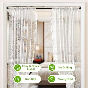 Shower Curtain Rod 30-64 inch 2Pack Shower Adjustable Curtain Rod No Drilling Expandable Spring Pressure Rod Spring Curtain Rods for Bathroom Windows