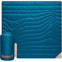 Rumpl Fleece Puffy Blanket with Fleece Liner and Weather Resistant Shell, 2-Person, Seascape Cream