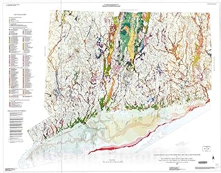 Historic Pictoric Map : Quaternary geologic map of Connecticut and Long Island Sound Basin, 1999 Cartography Wall Art : 30in x 24in