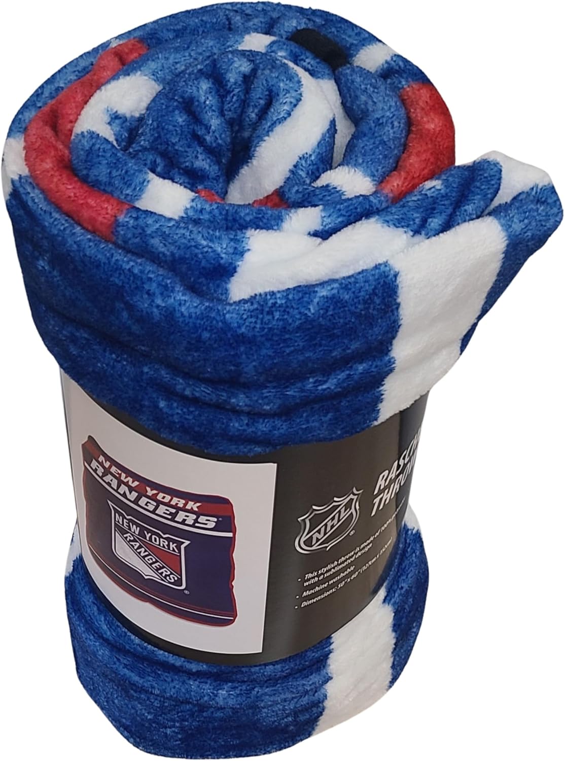 Logo Brands NHL Plush Raschel Throw Blanket, 50" x 60" (New York Rangers)