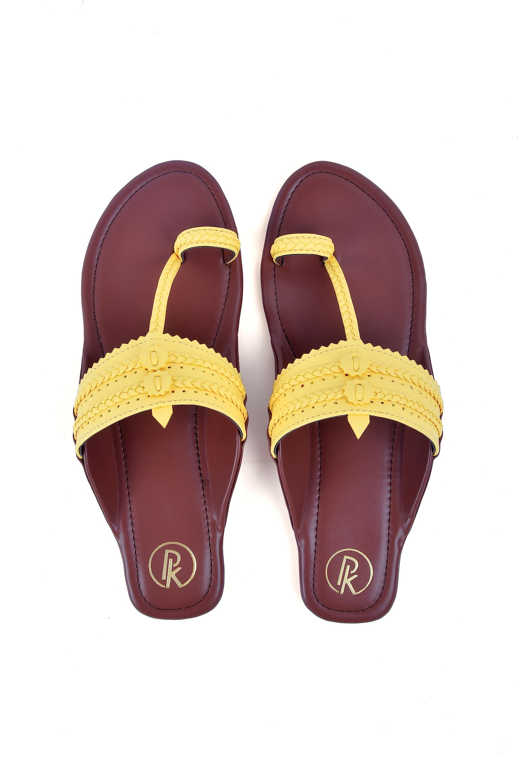 Preet Kaur Women's Faux Leather Yellow Basic Flat Kolhapuri Chappalses | |