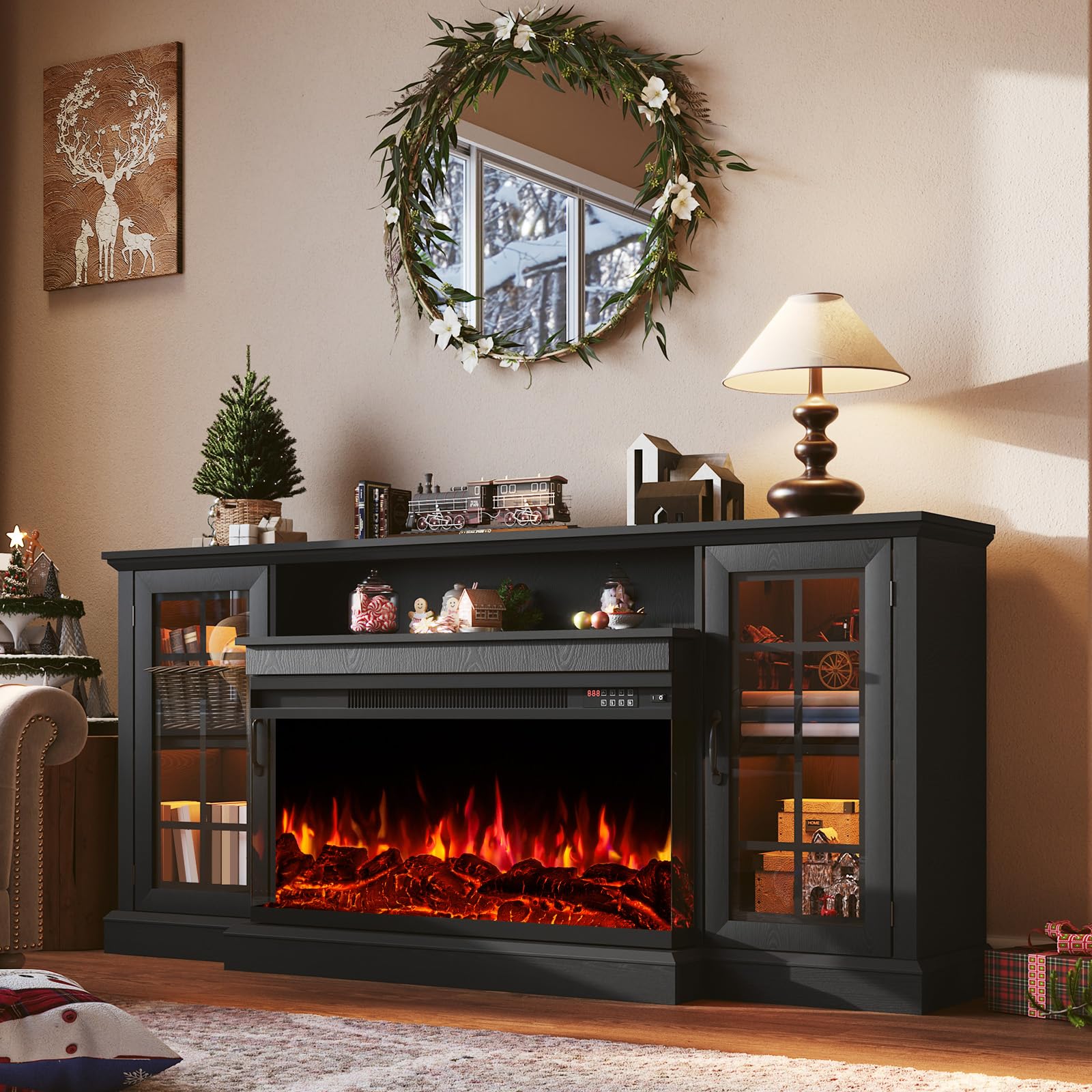 Amazon.com: OneBlis 70 Inch Fireplace TV Stand for TVs up to 80