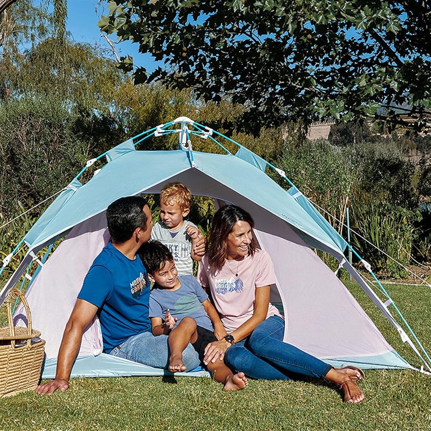 Pop-Up 4-Person Camping Tent with Dual Doors, Mesh Windows, and Waterproof Design - Ideal for Family Hiking