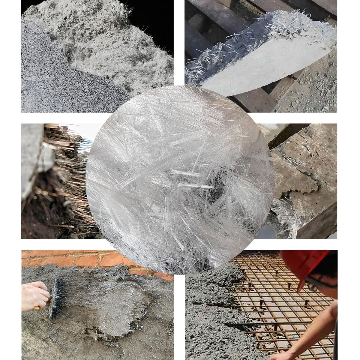 2.2LB Fiberglass for Concrete Cement,Glass Chopped Fiber (19mm),Used for Mortar Concrete Reinforcement and Crack ResistanceBuilding Walls, Garden Floors