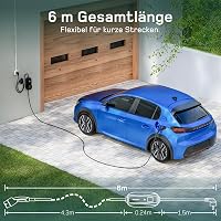 dé Type 2 Elektromos Autó Töltőkábel Schuko 3.68 kW Digitális Kijelzővel - 6m Hordozható EV Töltő Peugeot, Citroën, Mercedes, Audi, BMW, VW  5