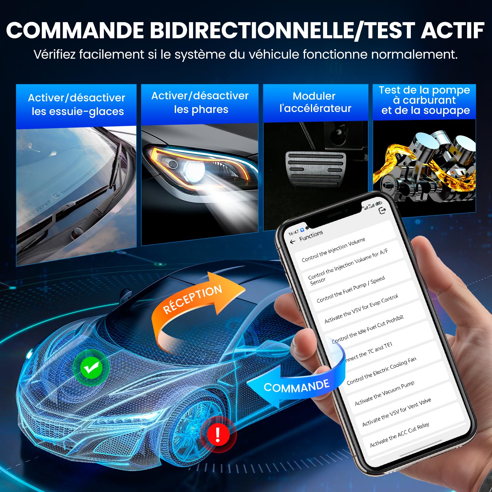 KINGBOLEN Ediag Elite Valise Diagnostic Auto Multimarque, OBD2 Diagnostic Voiture Français avec Test Actif, 15+ Services, Tous Les systèmes Diagnostic pour iOS et Android, Mise à Jour Gratuite à Vie