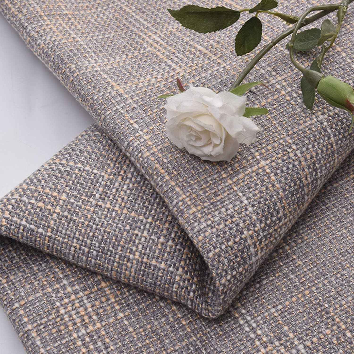 TinaKim Upholstery Fabric for Chair, Faux Linen Type Cloth
