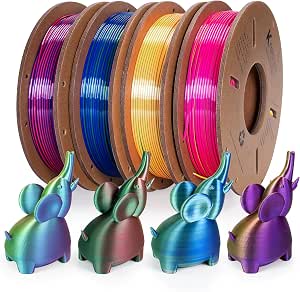 Amazon.com: Tri Color Silk PLA 3D Printer Filament Bundle 1.75mm Color ...