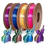 Tri Color Silk PLA 3D Printer Filament Bundle 1.75mm Color Changing PLA Filament Multi Pack Bundle 4 Spool Each 250g (Multicolor: Red&Yellow&Blue; Red&Blue&Green; Red&Purple&Gold; Orange&Blue&Green)