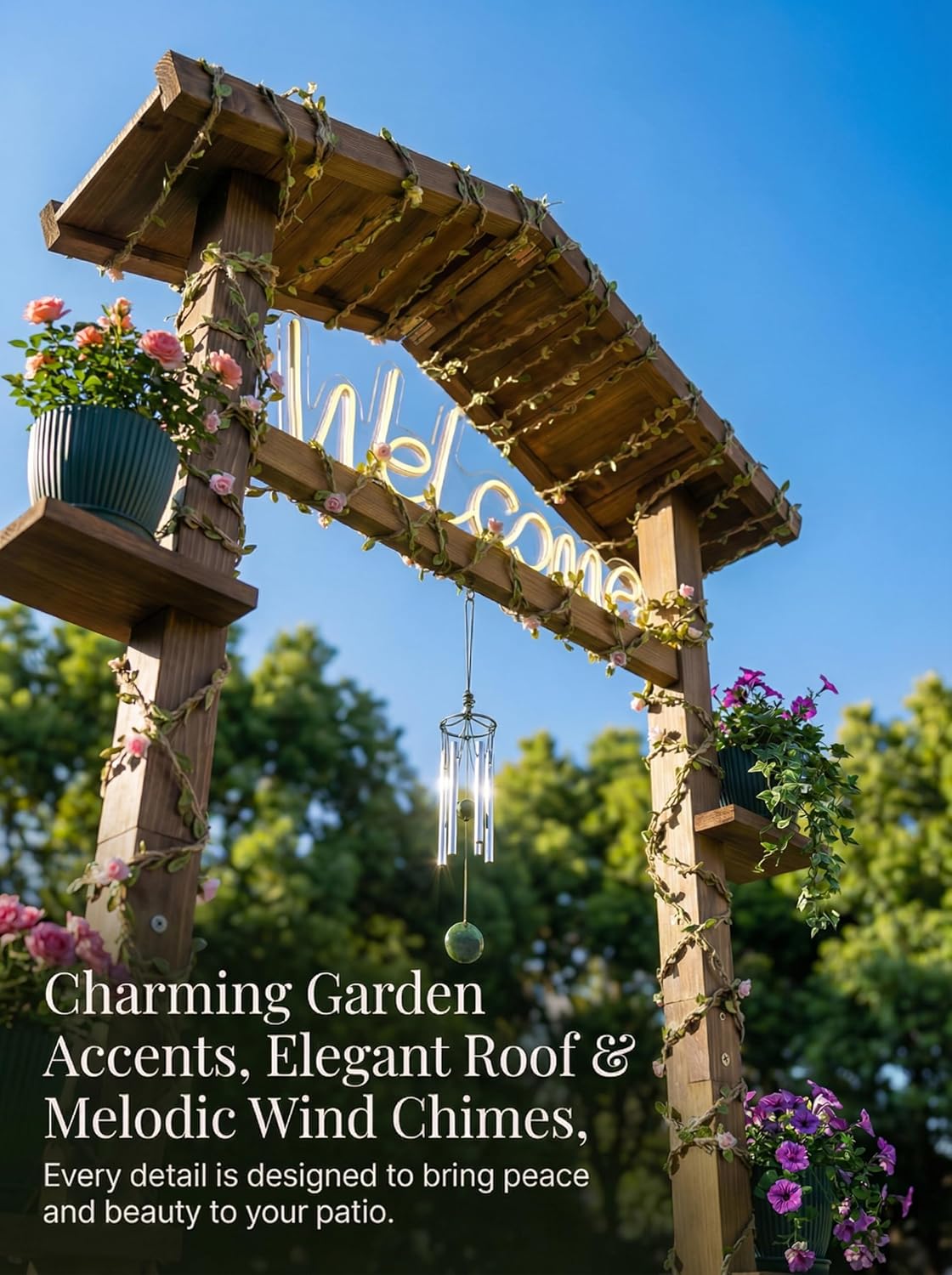 Rustic-Style Floor-Standing Wooden LED Sign with Plug-in Functionality, Ideal for Planting or Arranging Flowers in Gardens, Lawns, or Front Entrances, 28.7x8.7x50.0 Inches