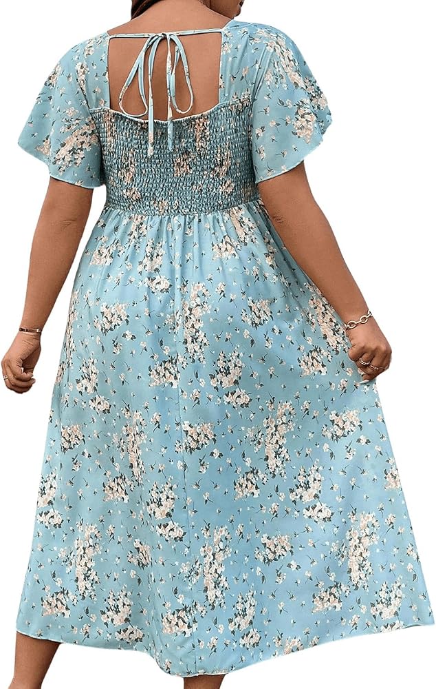 Dreamskull Women's Milk Silk Floral Print Maxi Dress - Short Sleeve Plus Size Long Dress To Floor