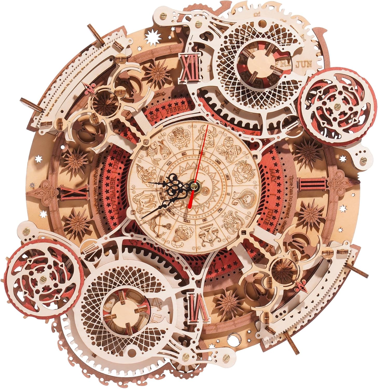 ROBOTIME 3D Wooden Puzzles for Adults, Models for Adults to Build Wooden Steampunk Clock Kit, DIY Mechanical Wall Quartz Aesthetic Room Decor Unique Gift