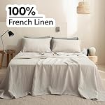 Simple&Opulence 100% French Linen Sheet Set King Size, 4 Piece Sets(1 Flat Sheet, 1 Fitted Sheet&2 Pillowcases) Natural Flax Bed Sheets Soft Breathable Bedding Deep Pocket All Seasons(King, Linen)
