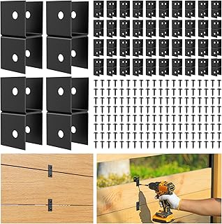 Hulave 40Pcs H-Fence Wood Plank Connector 201 Stainless Steel H Connectors, for Connect The Fence Boards Black with Screws for 3/4" Wooden Board