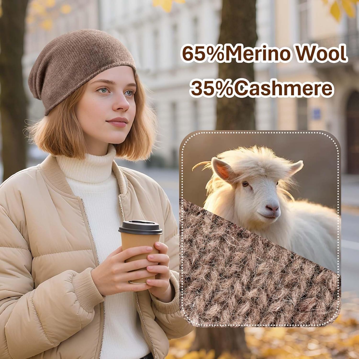 ZLYC Women Cashmere Blend Slouchy Beanie Hat Seamless Knit Winter Skull Cap - Image 2