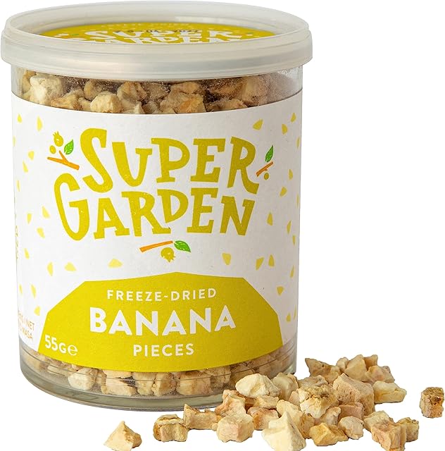 Liofilizowane kawałki bananów  liofilizowane owoce  aromatyczne, pożywne liofilizowane kawałki bananów  bez glutenu, konserwantów i dodatku cukru  suszone owoce wegańskie przekąski Super Garden (55g)