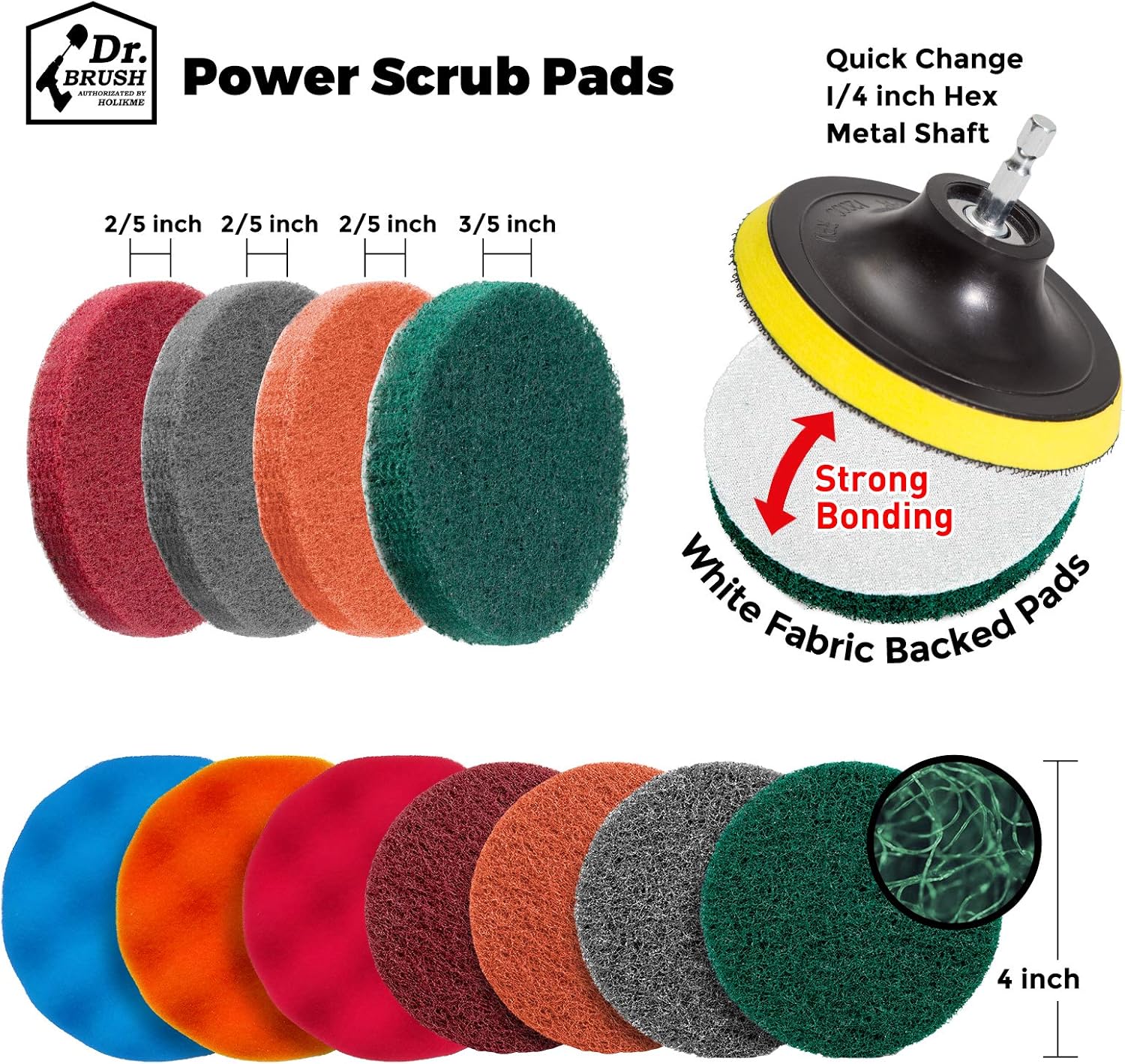 Holikme 25Piece Drill Brush Attachments Set,Scrub Pads & Sponge, Power Scrubber Brush with Extend Long Attachment All Purpose Clean for Grout, Tiles, Sinks, Bathtub, Bathroom, Kitchen : Health & Household