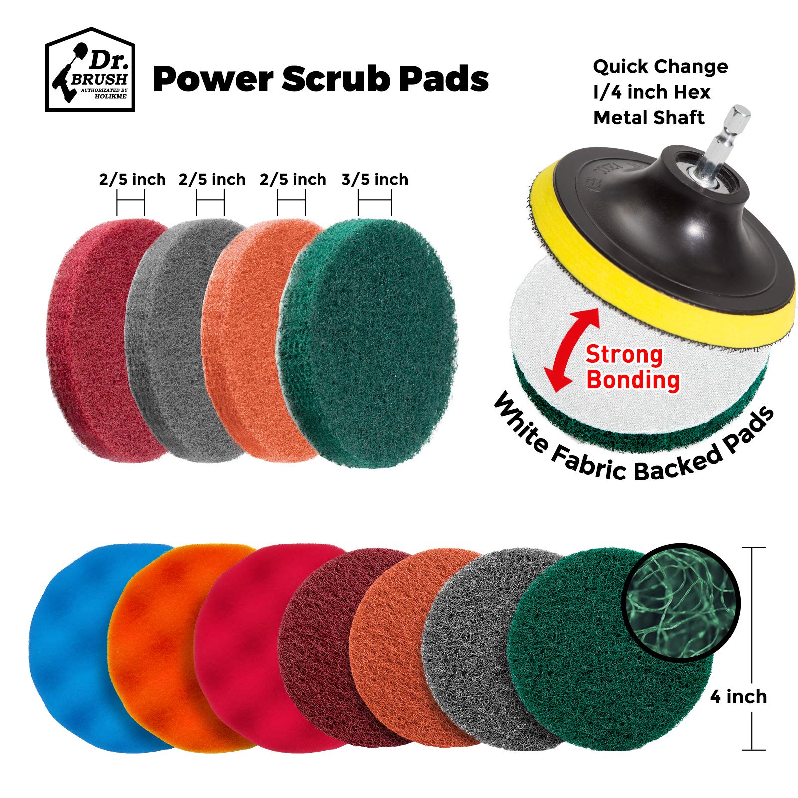 Holikme 16 Piece Drill Brush Power Scrubber Cleaning Brush Extended Long Attachment Set All