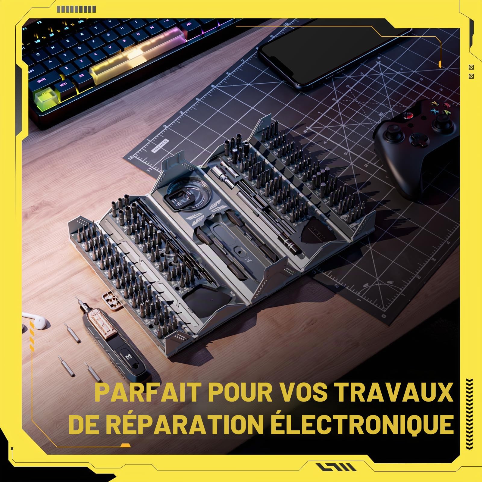180 en 1 Kit Tournevis de Précision, Tournevis Magnétiques Embouts avec Torx T1-T20, Phillipes 1.0-3.5, Triangle 2.0-3.0, Hex H 0.7-6.0 Pour Téléphone, Portable, Lunettes, Appareil Photo