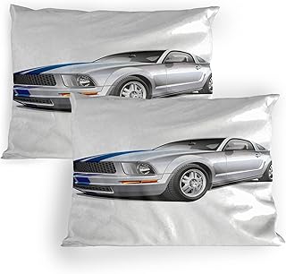 Ambesonne Teen Room Pillow Sham Set of 2, Modern Cool Car Automobile Speed Fast Vehicle Illustration Print, Quality Microfiber Bedding Item for All Seasons, 26