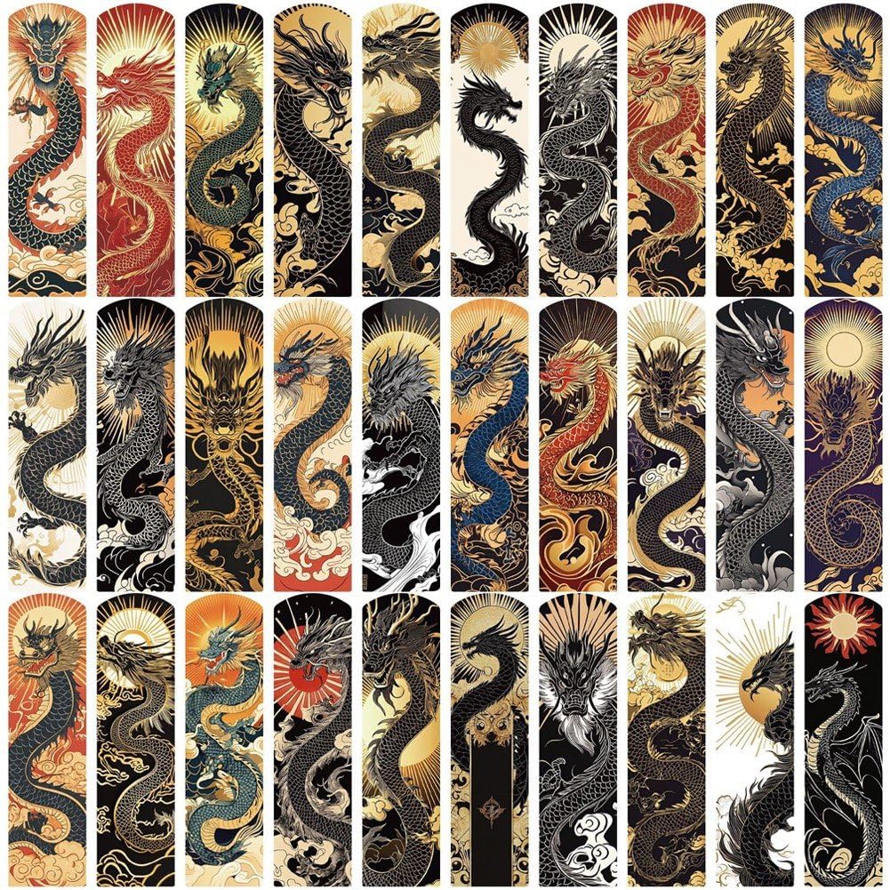Uzztfa Multicolor 30 Pcs Chinese Dragon Bookmarks Pages Books School Stationery Supplies Diy Aesthetic Bookmarks For Book