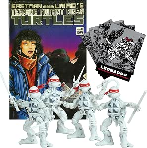 Teenage Mutant Ninja Turtles Black & White Comic Book Figure Set with Exclusive Comic
