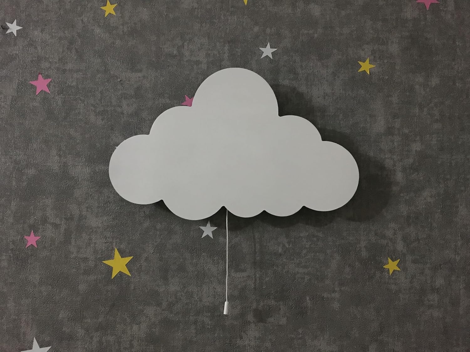 Set of 2 Moon and Cloud Night Light for Kids, Cordless Battery Operated Wall Mount Lamp Decor for Nursery & Toddler Room, Soft LED Baby Nightlight, Hanging Wall Lamps for Boys & Girls Bedroom (White)