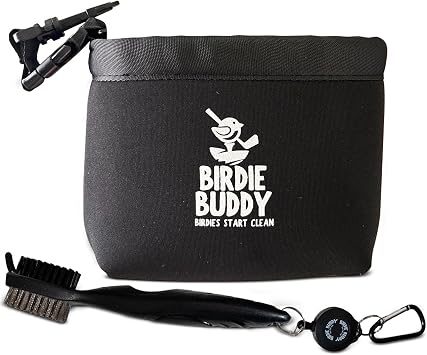 Birdie Buddy Golf Club Washer Bag with Retractable Brush Portable Golf Club Cleaner, Durable Silicone Bag, Easy On-The-Go Club Cleaning Tool